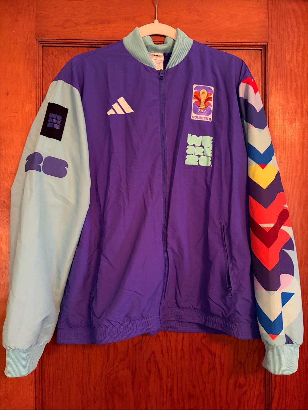 adidas Purple and Light Blue FIFA Volunteer Windbreaker